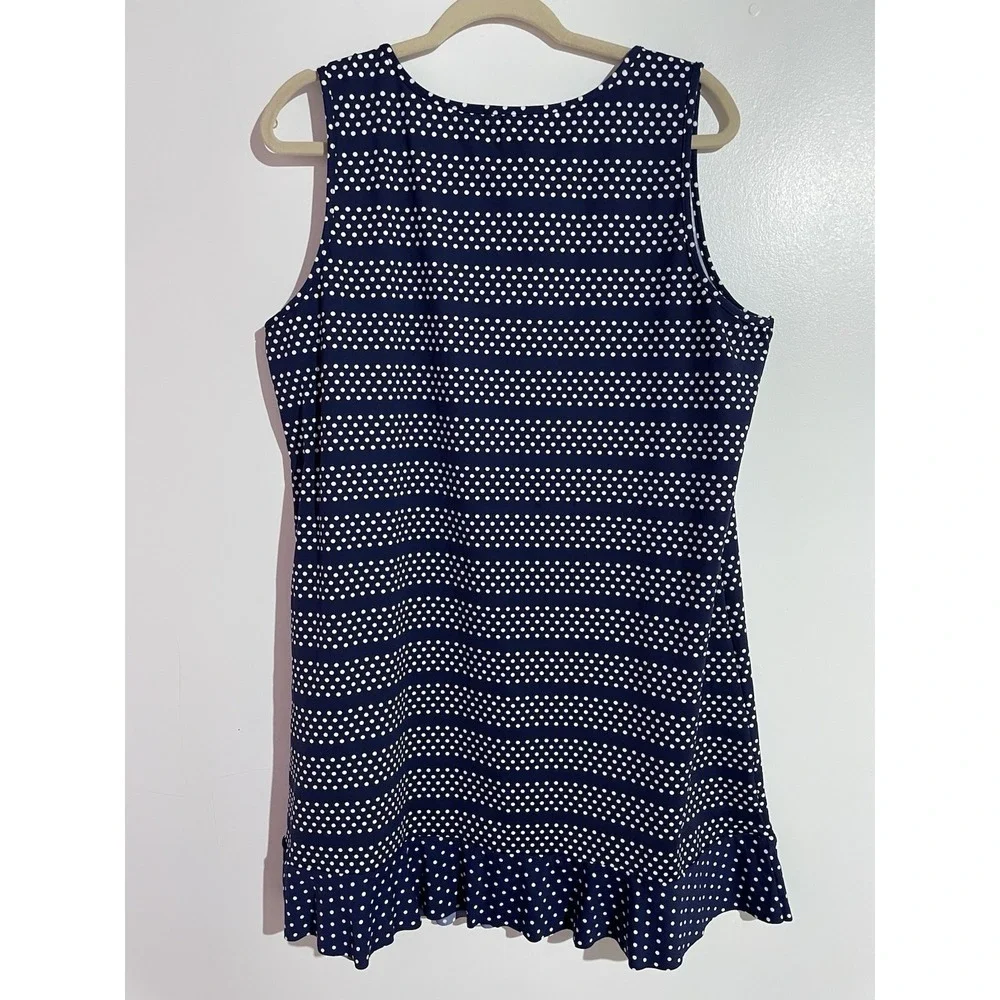 Lands End Swim Dress XL/P Blue Cover Up Beachy Vacation Resort Cruise UPF‎